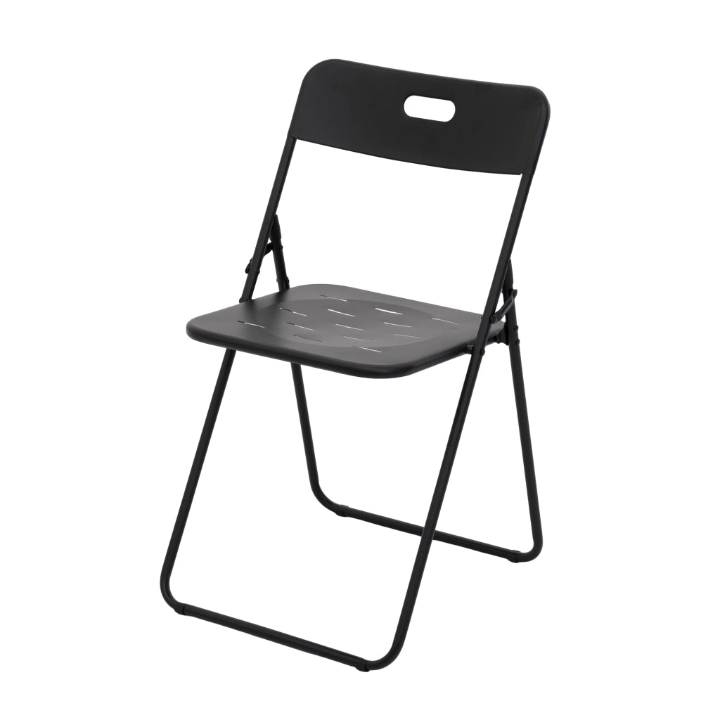 Set Tavolo e Sedie da Giardino con 1 Tavolo e 2 Sedie Pieghevoli; per 2 Persone; Acciaio; Nero