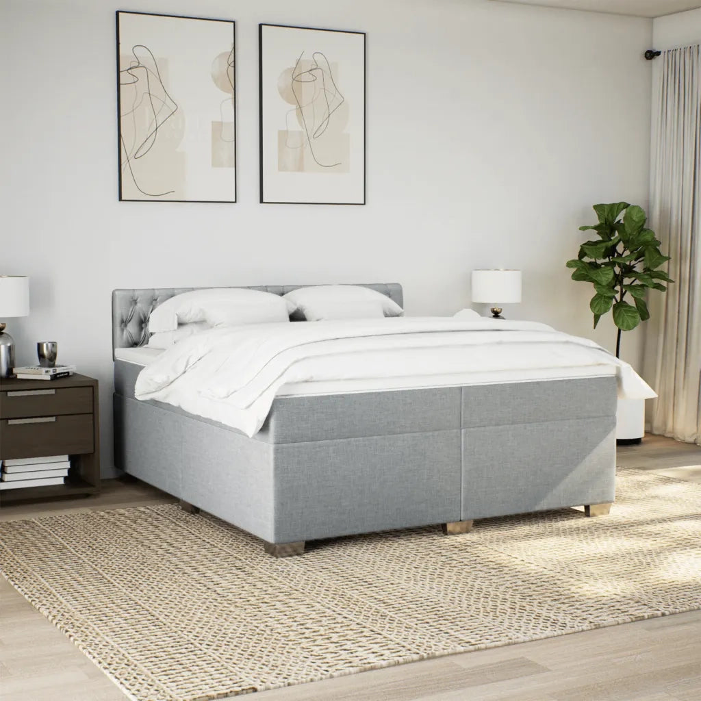 Giroletto a Molle con Materasso Grigio Chiaro 200x200cm Tessuto 3288302