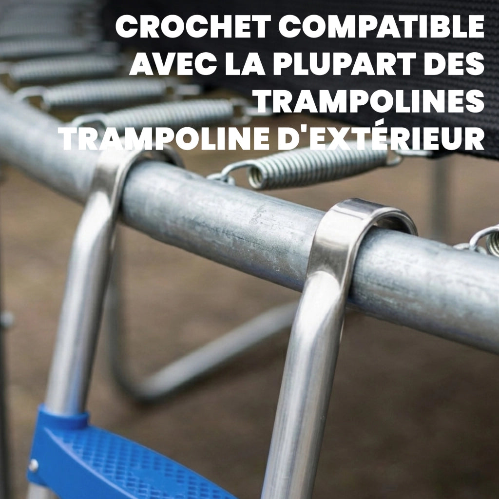 Scala per Trampolino 2 Gradini Larghe con Gancio Universale ¨C zephmum ¨C Acciaio Galvanizzato, 97x32x7 cm, Blu