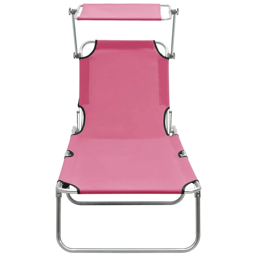 Lettino prendisole pieghevole sedia a sdraio letto da giardino mobili da giardino con baldacchino acciaio rosa magento 02_0012812