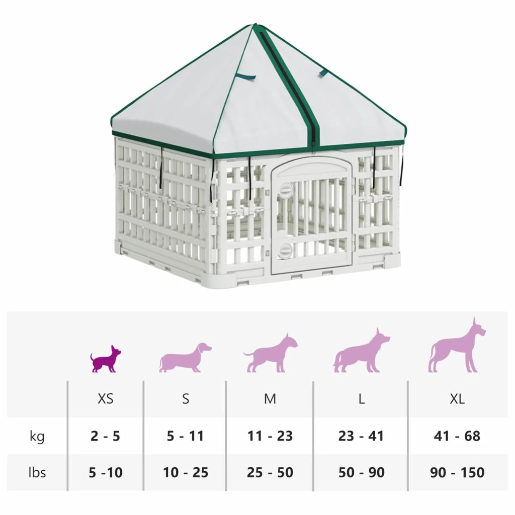 Pannello per cani a 4 sezioni con tetto Bianco 63 x 63 x 67 cm 42027214