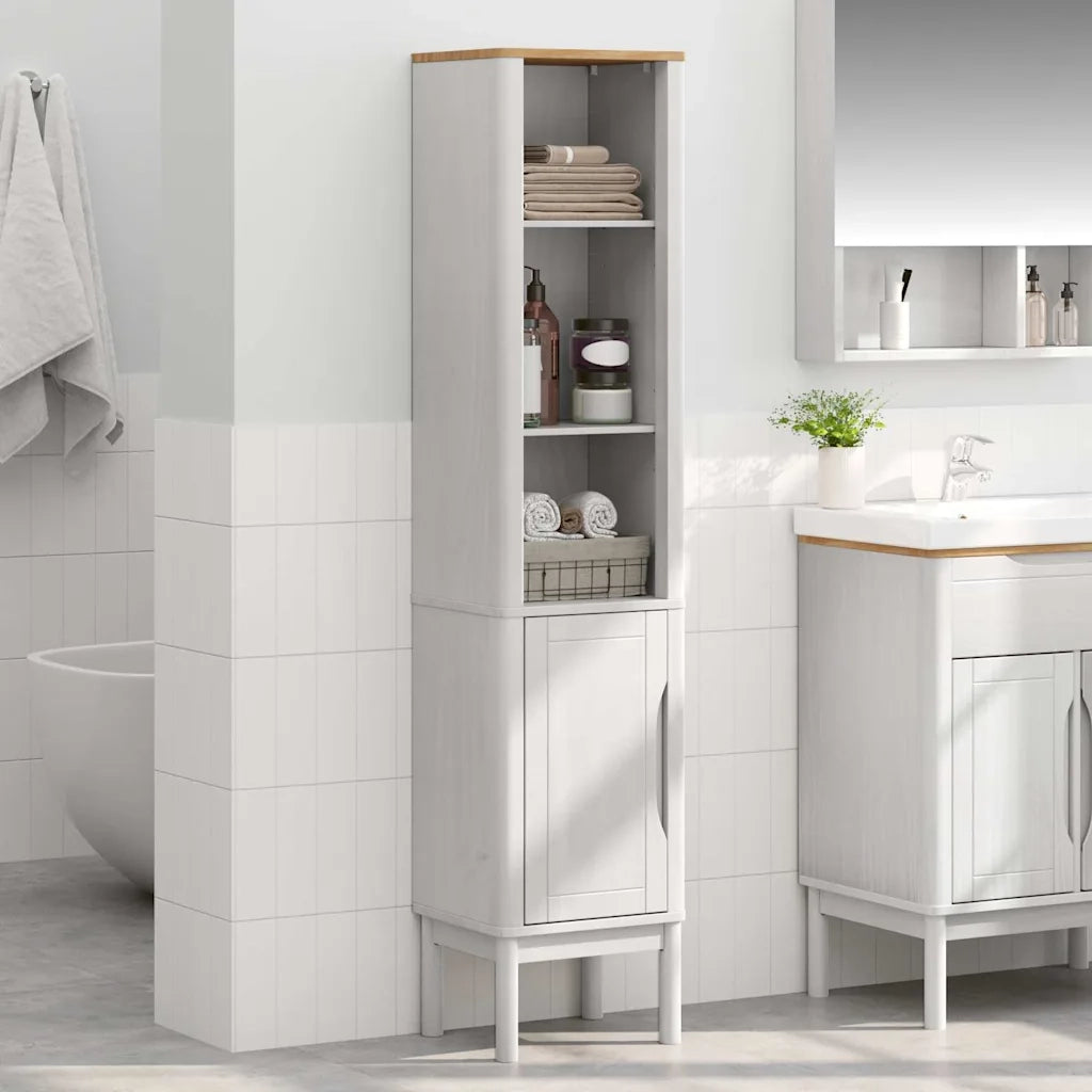 Mobiletto bagno alto con porta FLORO Bianco 35 x 30 x 160 cm