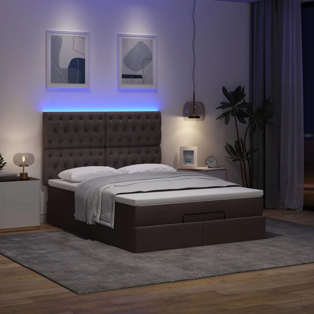 Struttura Letto Pouf con Materasso 140x200 cm in Tessuto 3314096