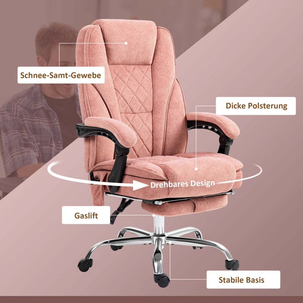 Sedia da ufficio ergonomica ¨C zephmum ¨C rosa con schienale regolabile e poggiapiedi