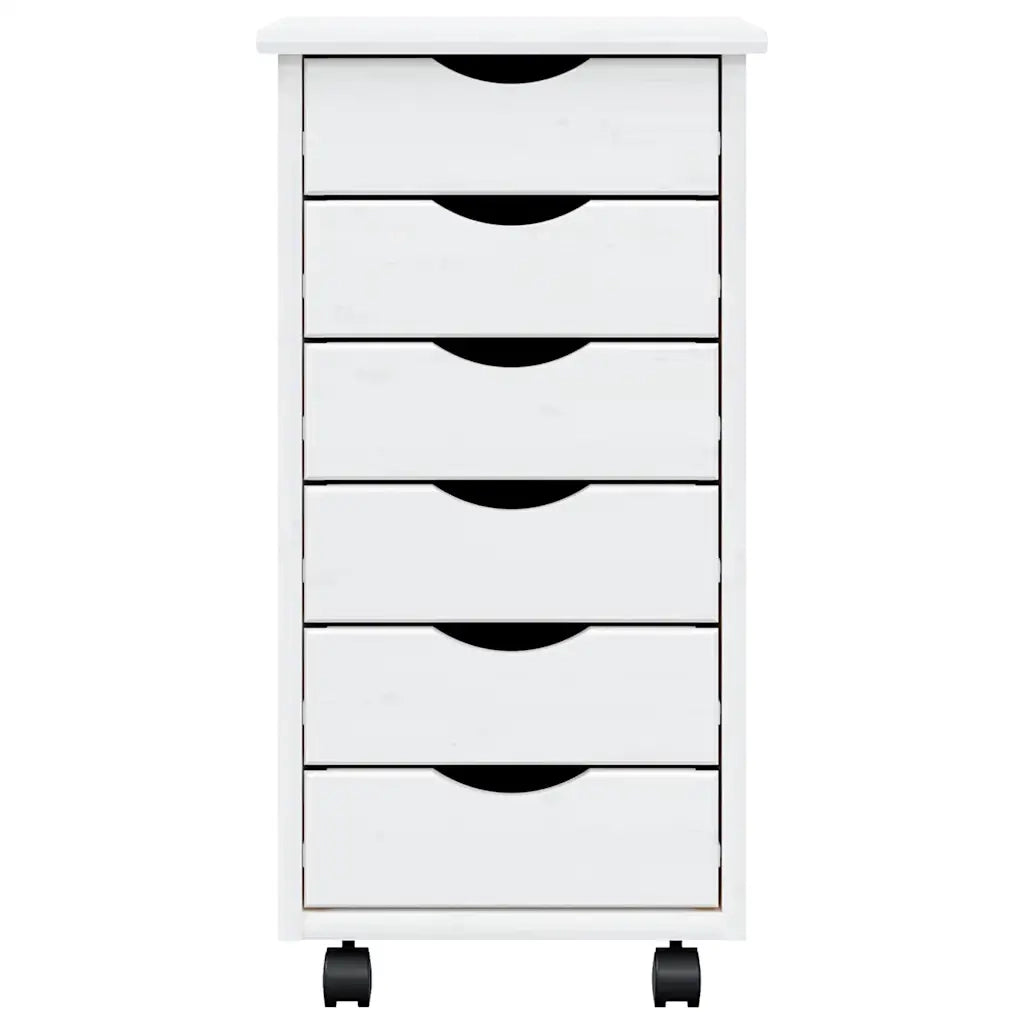 Mobiletto su ruote pratico con cassetti 34 x 39 x 65,5 cm design rustico legno di pino bianco 02_0047157