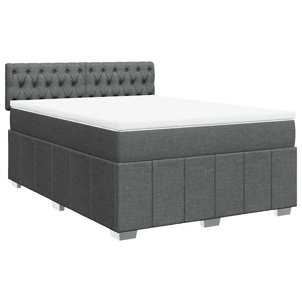 Giroletto a Molle con Materasso Grigio Scuro 140x190 cm Tessuto