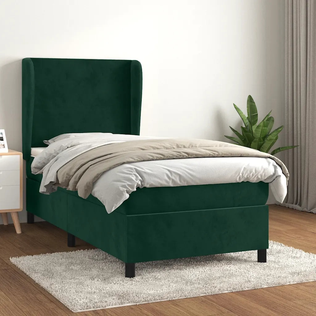 Giroletto a Molle con Materasso Verde Scuro 80x200 cm Velluto 3129060