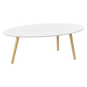 Tavolino da caffè/da Divano a Treppiede 109,5 x 59,5 x 39,5 cm Tavolo Basso da Salotto con Piano Arrotondato - Bianco