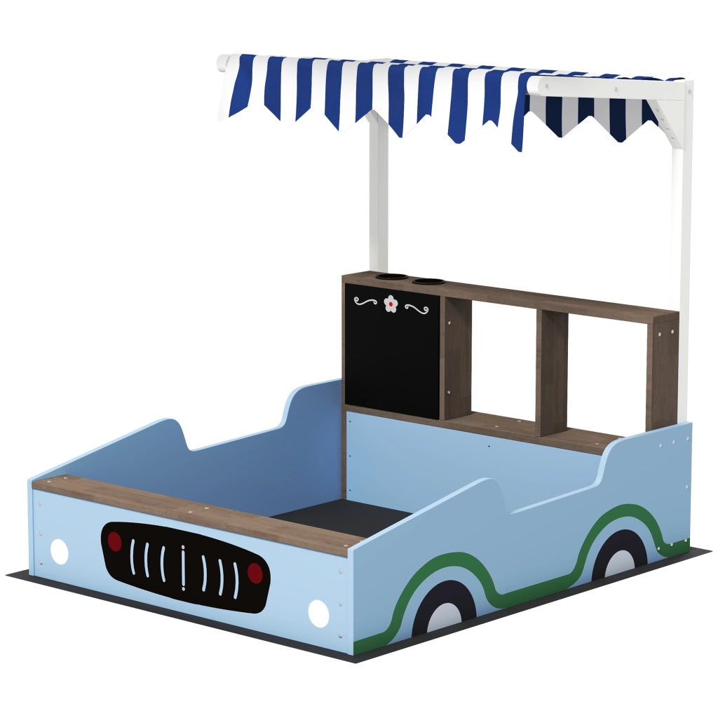 Sandbox con tettoia, panchina e lavagna ¨C zephmum ¨C 104x108x90 cm, blu