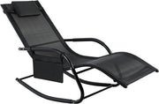 Sedia da giardino deluxe - Ombrellone solare - Sedia da spiaggia - Letto esterno - Nero - Sedie da giardino