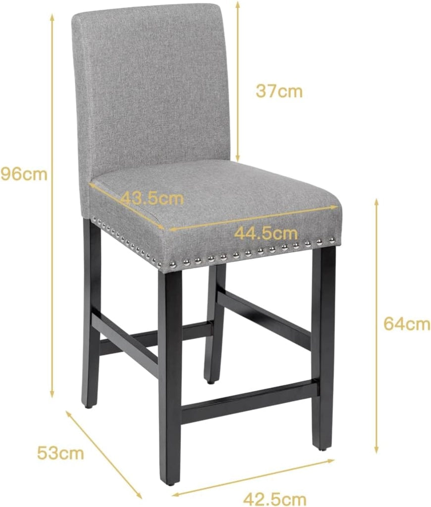 Set di 2 sgabelli da bar, sedia con schienale e seduta imbottiti, gambe in legno con seduta imbottita, ideale per cucina, soggiorno, sala da pranzo