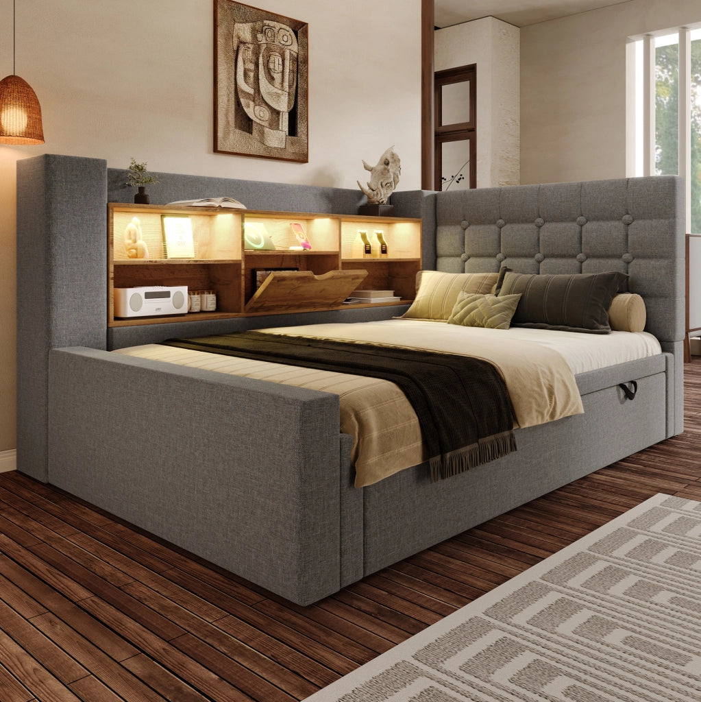 Letto singolo estraibile 90x200 cm con LED e ricarica