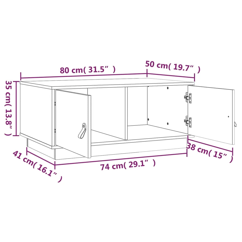 Tavolino da Salotto ambra 80x50x35 cm in Legno Massello di Pino 818253