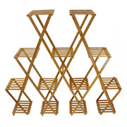 Trade Shop - Scaffale Portafiori Piante In Bambù Naturale 4–13 Ripiani Portavasi 136x28x158cm 70442a -