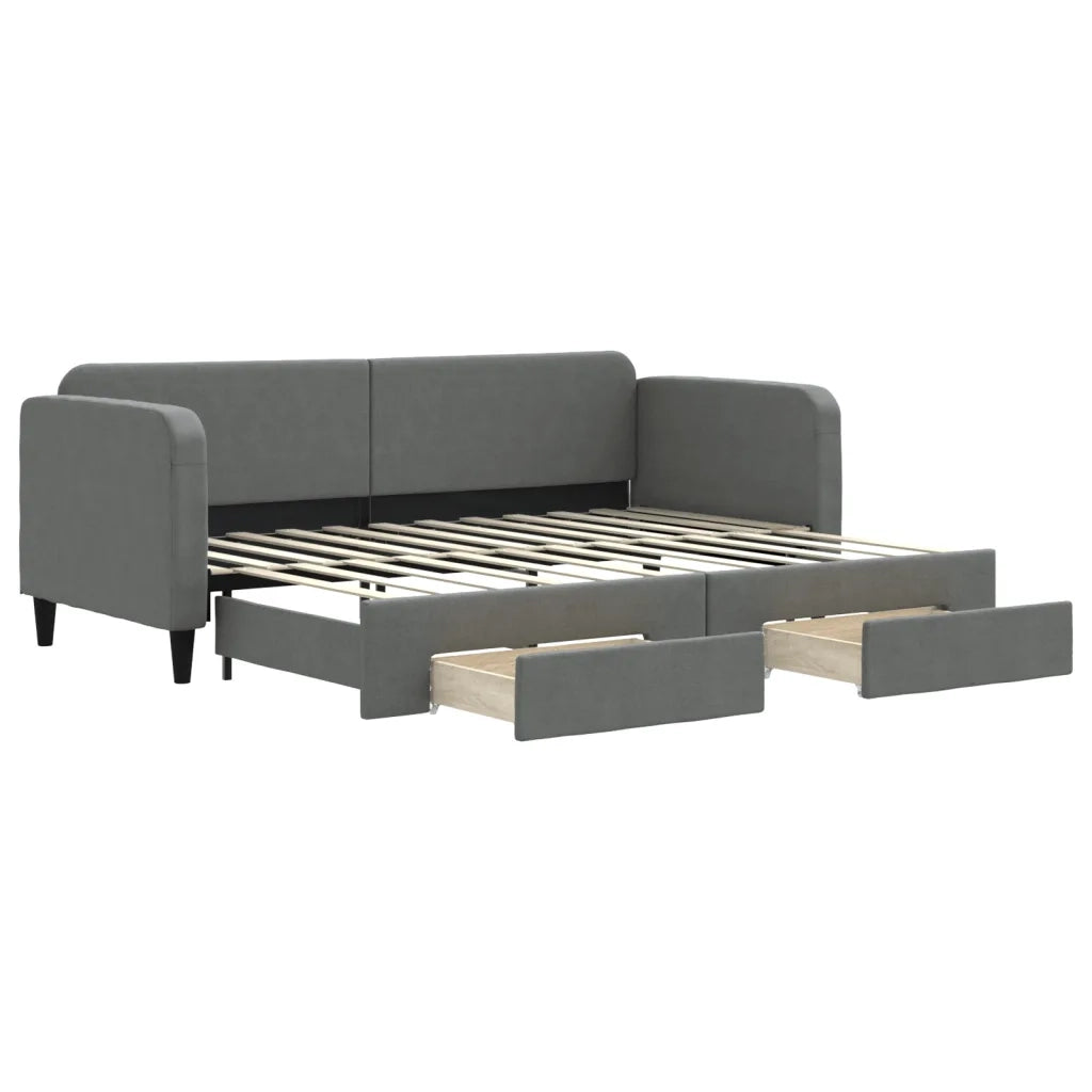 Divano Letto Estraibile Cassetti-Sofa Letto-Daybed Grigio Scuro 80x200cm Tessuto 564221