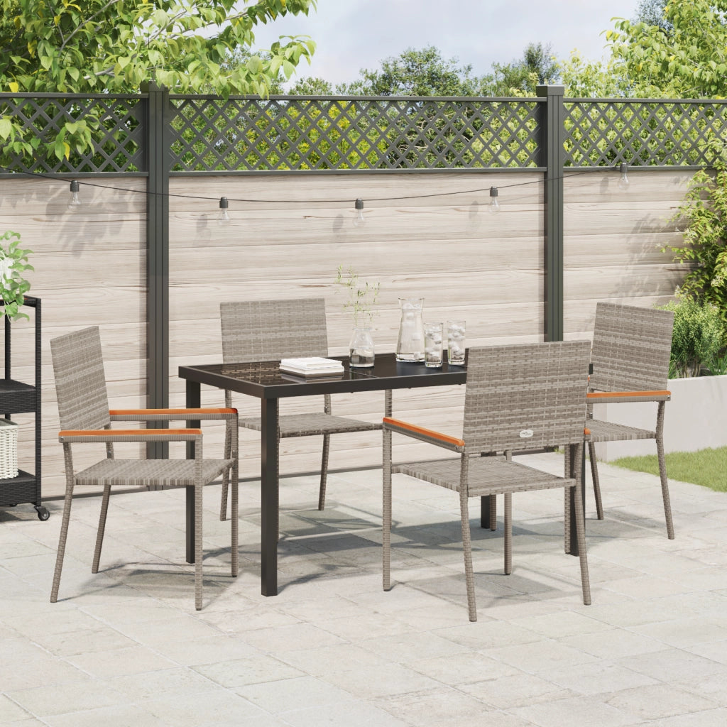 Set da Pranzo da Giardino 5 Pezzi Grigio Polyrattan