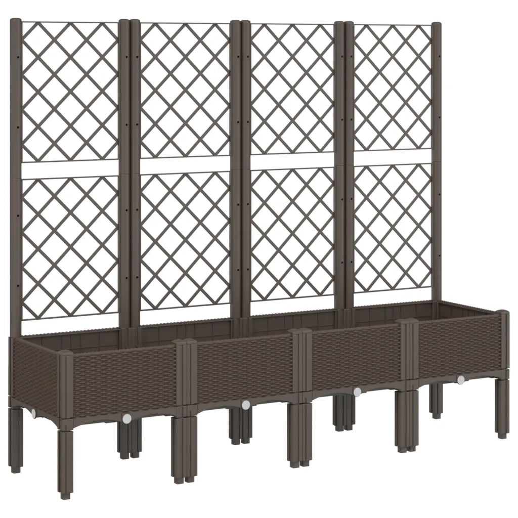 Fioriera | Cassetta per fiori | Vaso da Giardino con Traliccio Marrone 160x40x142 cm in PP