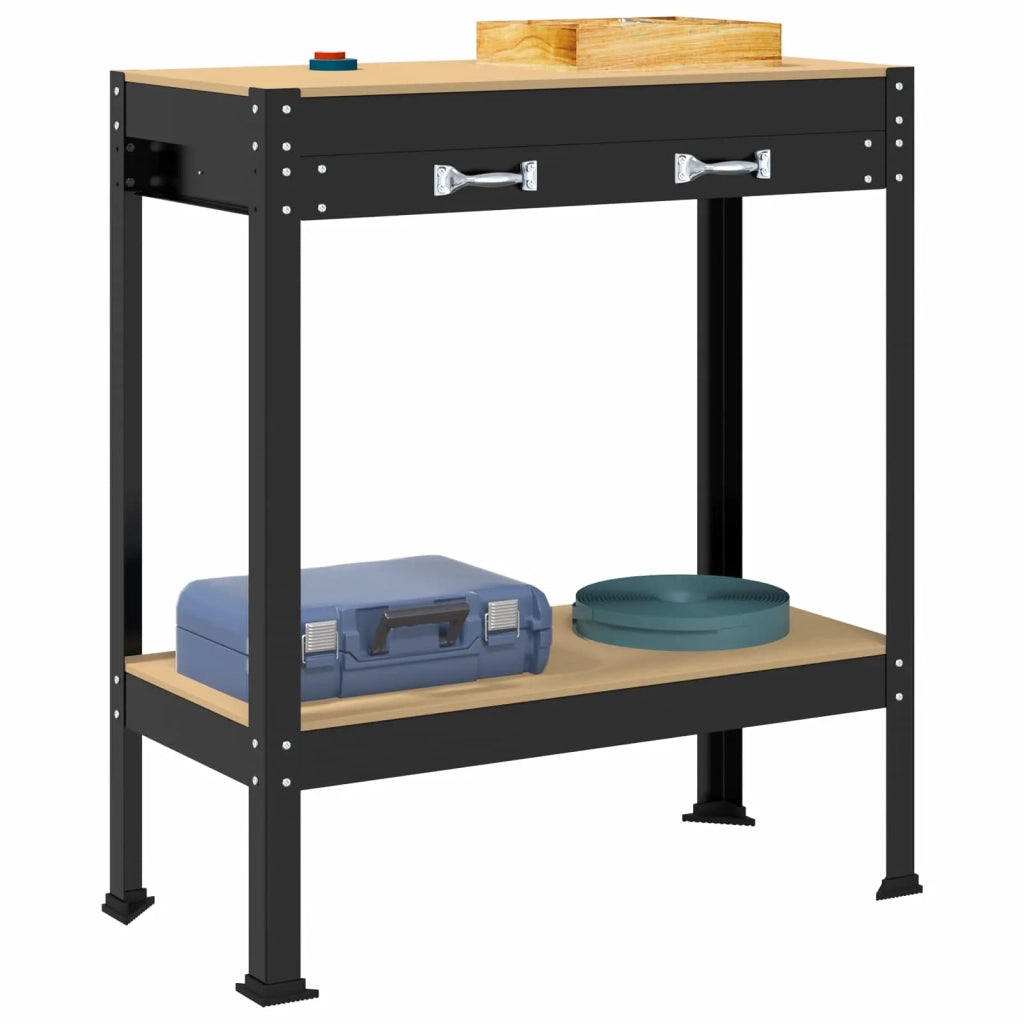 Banco da lavoro con cassetto Nero 80 x 40 x 91 cm 42020130