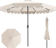 Ombrellone da Giardino 3 x 3 m, Ombrellone Parasole con Manovella e Balze, Inclinabile a 35°, con 8 Osse per Esterno da Balcone, Spiaggia, Terrazzo