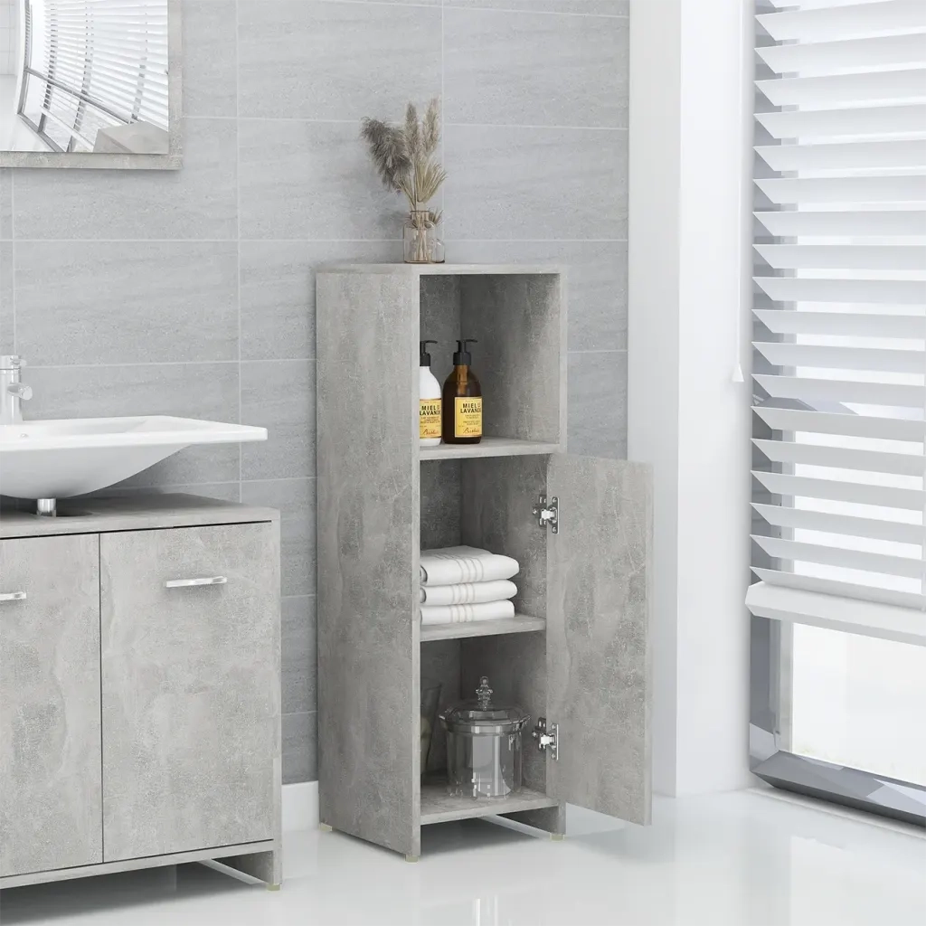 Mobile da Bagno | Armadio da bagno Grigio Cemento 30x30x95 cm in Legno Multistrato