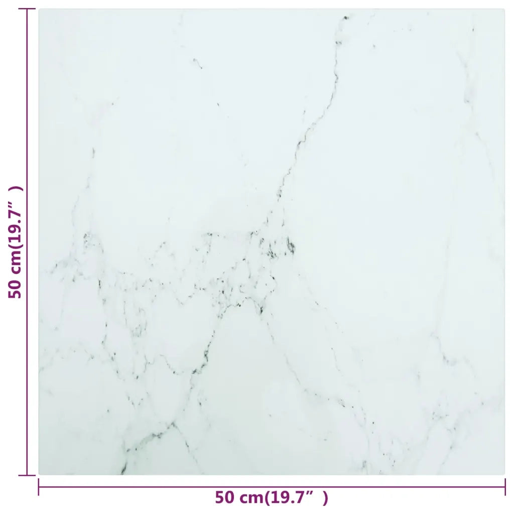 Piano Tavolo Bianco 50x50 cm 6 mm Vetro Temperato Design Marmo 322254