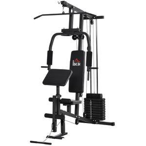 Stazione Fitness Multifunzione 148x108x207 cm in Acciaio Nero