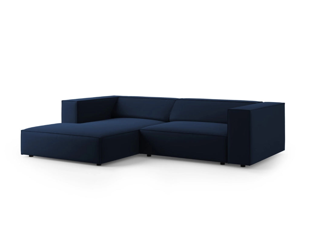 Cosmopolitan Design - Divano angolare sinistro "Arendal" 3 posti in velluto blu reale 