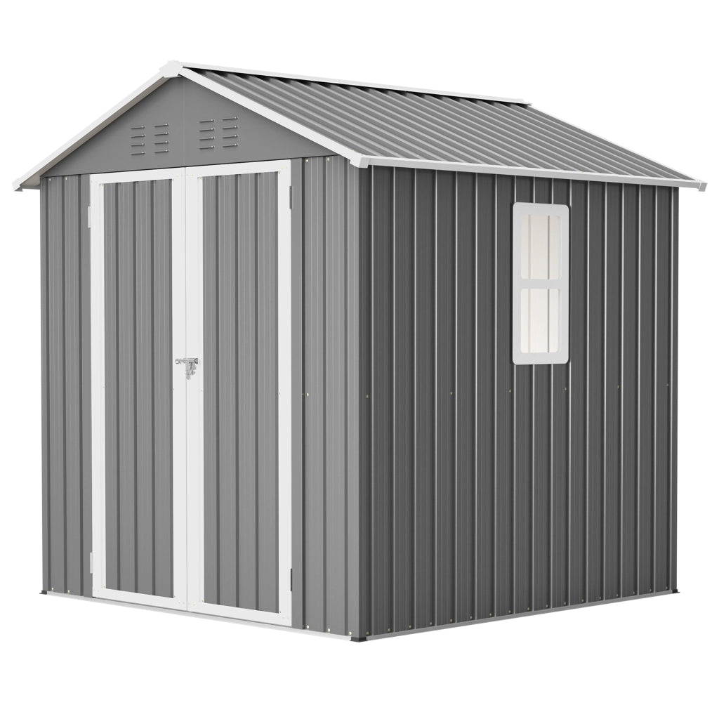 Casetta da Giardino 185x182x191 cm in Metallo Grigio - Resistente alle intemperie