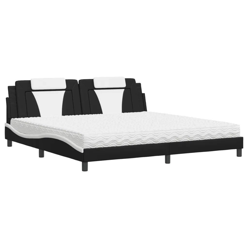 Letto Viana con Materasso Nero e Bianco 200x200cm in Similpelle 3208822