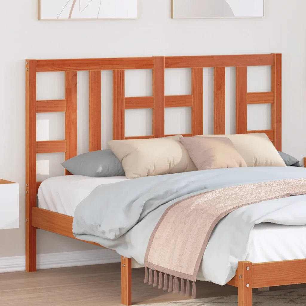 Testiera Marrone Cera 135 cm in Legno Massello di Pino 844190