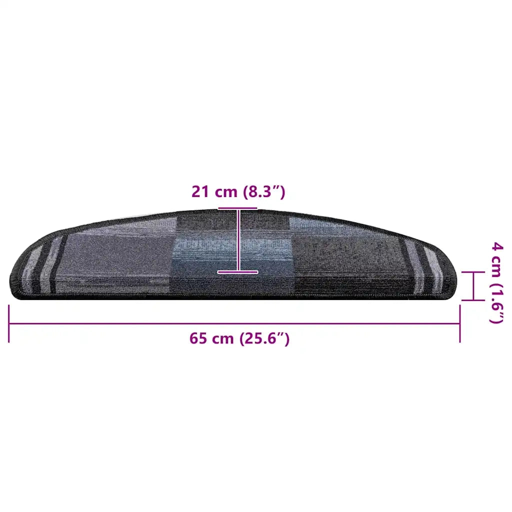 Tappetini Autoadesivi per Scale 15 pz Nero e Grigio 65x21x4 cm 322412