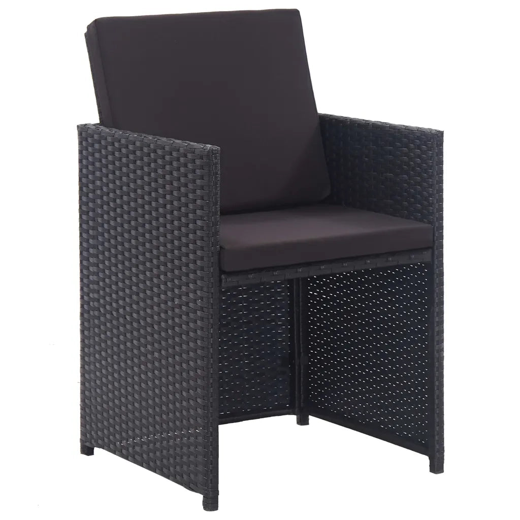 Set da Pranzo da Giardino 13 pz con Cuscini in Polyrattan Nero  cod mxl 50646