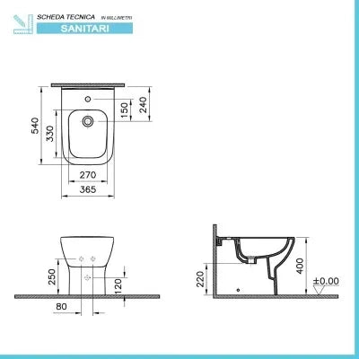 Sanitari filomuro senza brida Rimless scarico universale e copriwc  Square