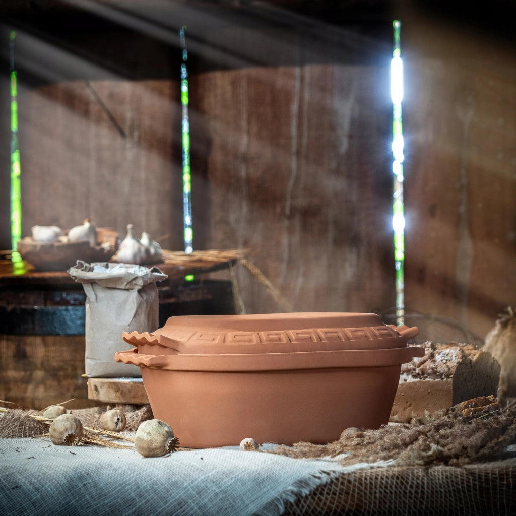 Vaso in terracotta KADAX Roman Clay Pot 6L Vaso in terracotta Forma ovale grande con coperchio