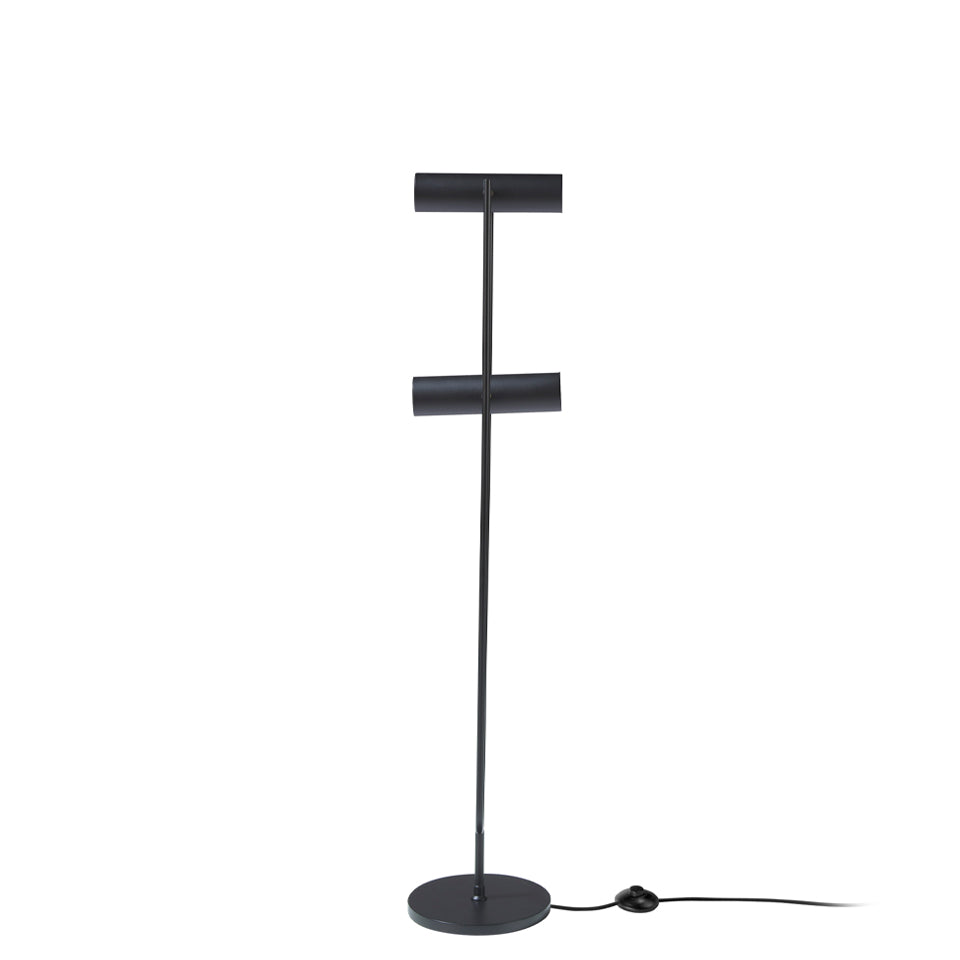 Lampada da terra in acciaio inox nero