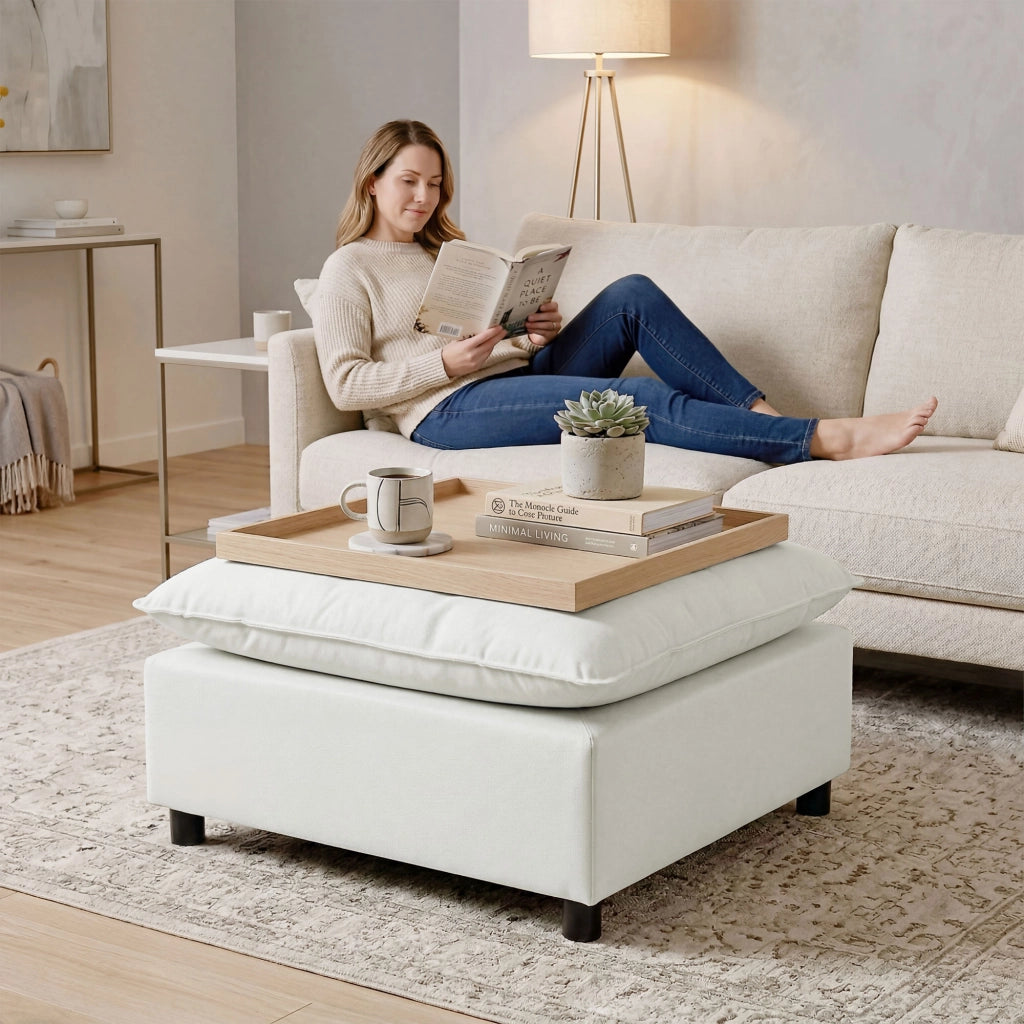 Puff salotto quadrato con piedi plastica ¨C zephmum ¨C 75x75x40 cm grigio
