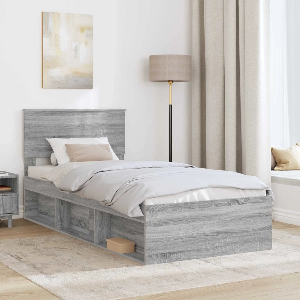 Struttura del letto Grigio Sonoma 75 x 190 cm Legno multistrato