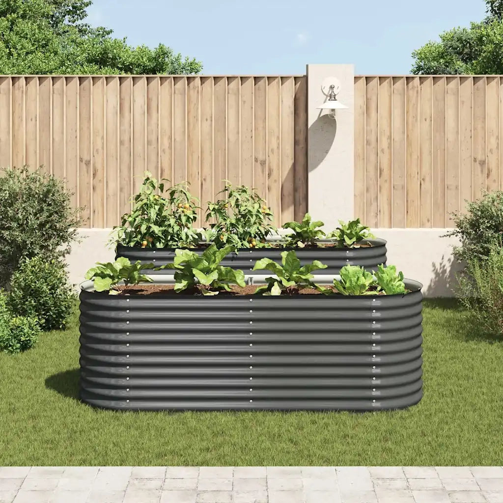 Fioriere | Cassetta per fiori | Letto Rialzato Giardino 240x80x81 cm in Acciaio Zincato Grigio