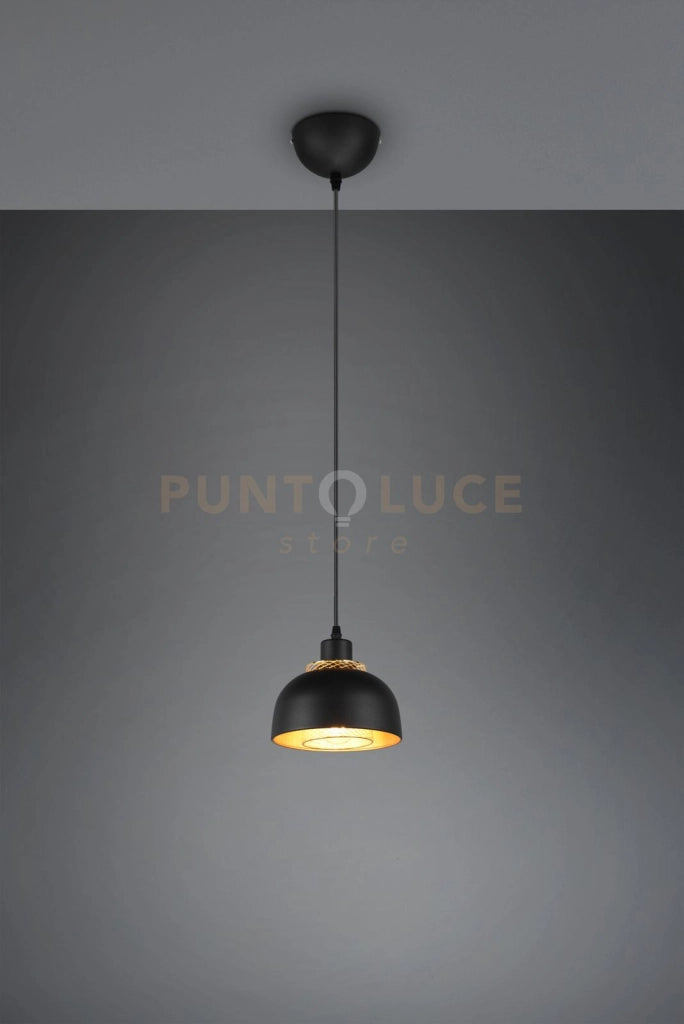 PUNCH SOSPENSIONE METALLO NERO E ORO D. 18CM 1 LUCE ATTACCO E27