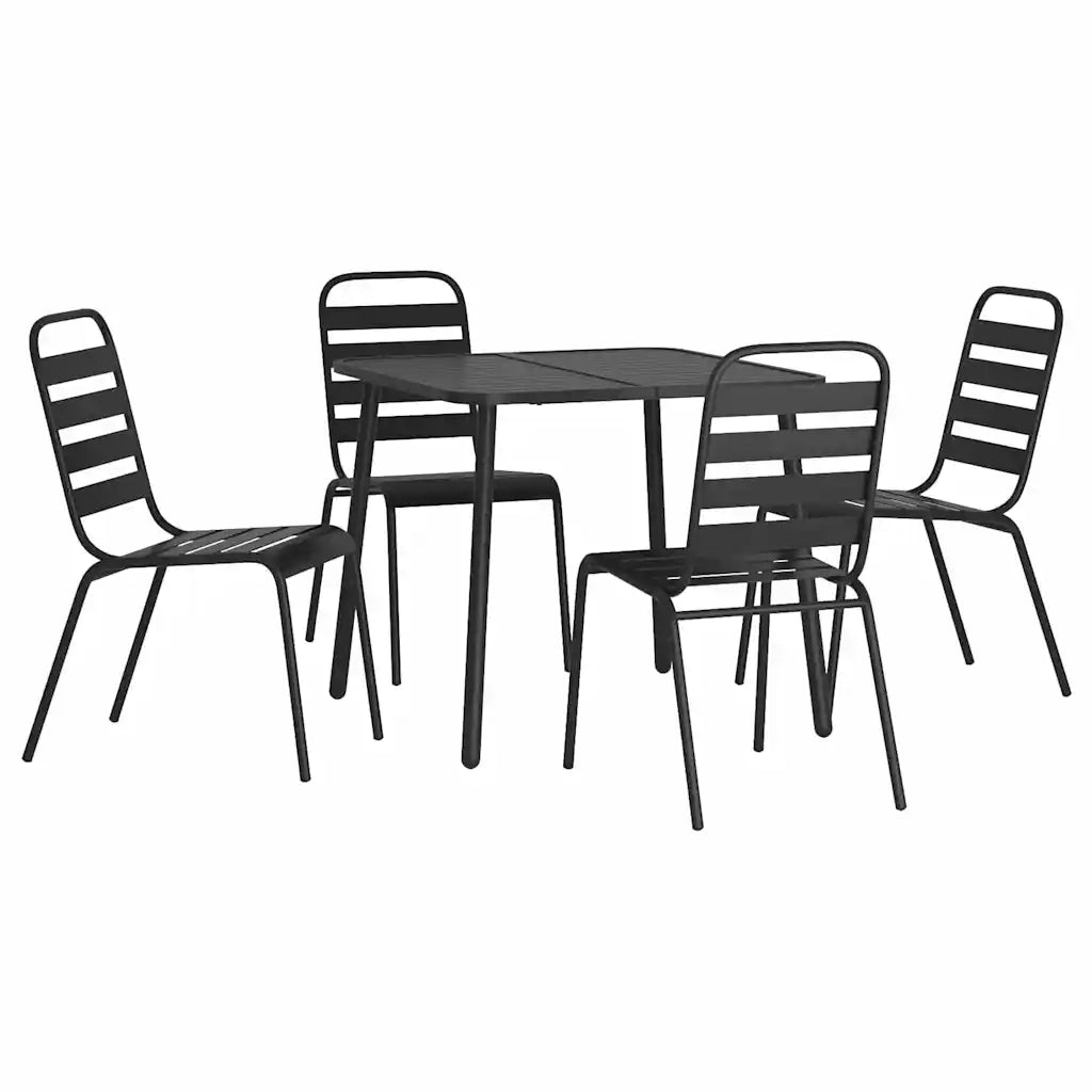 Set da Pranzo da Giardino 5 pz | Set Salotto da Giardino in Acciaio Antracite