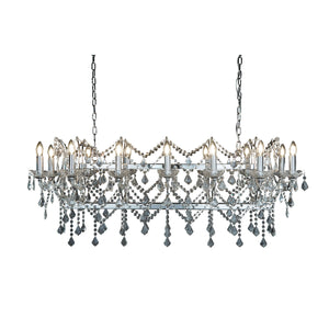 Lampadario Classico Firenze Acciaio Cromo Vetro Bianco 14 Luci E14