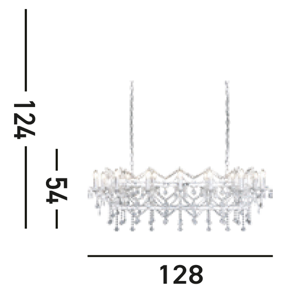 Lampadario Classico Firenze Acciaio Cromo Vetro Bianco 14 Luci E14