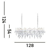 Lampadario Classico Firenze Acciaio Cromo Vetro Bianco 14 Luci E14