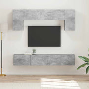 Set mobile TV 4 pz-Credenza per TV Grigio cemento Legno multistrato 482244