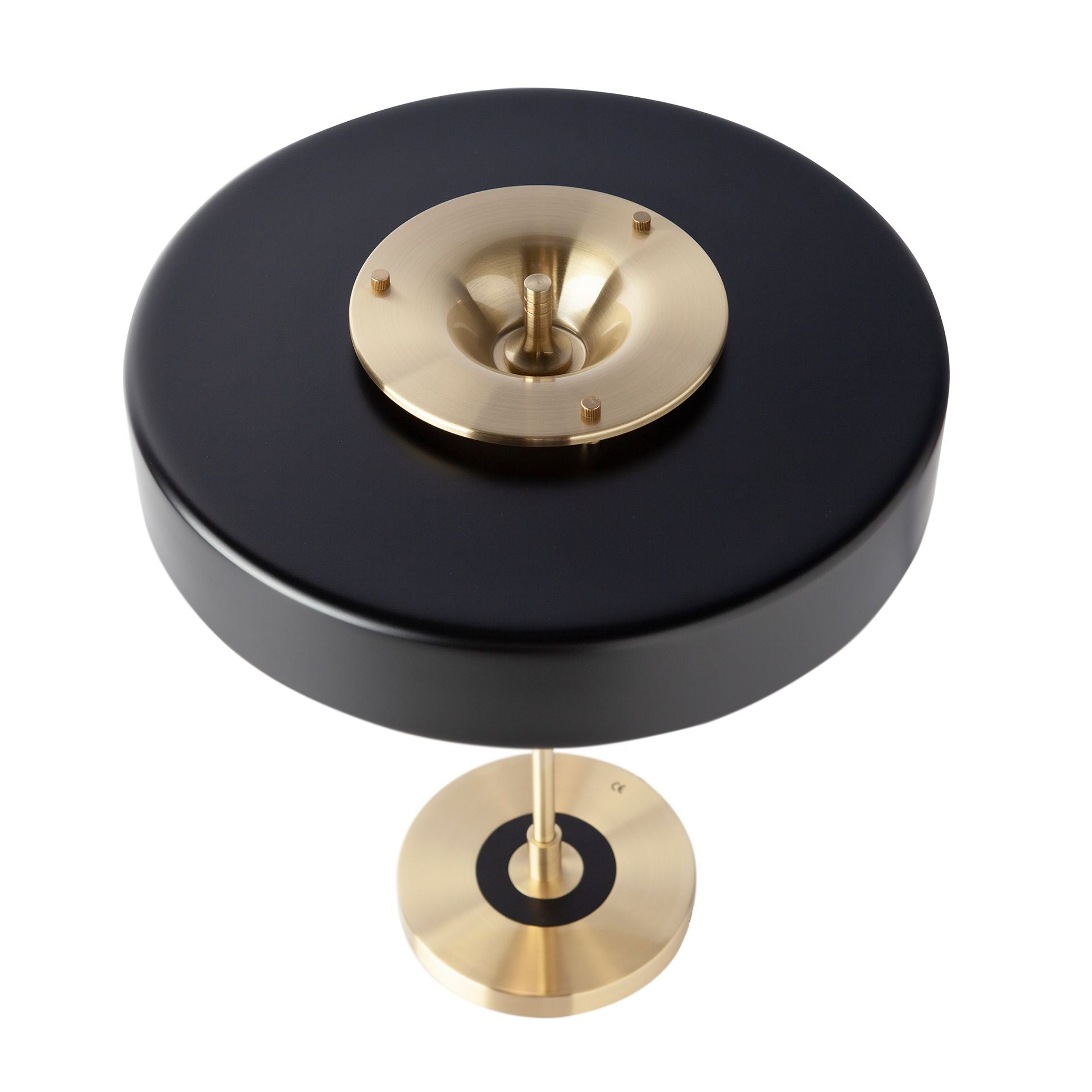 Lampada da tavolo in alluminio oro e alluminio nero