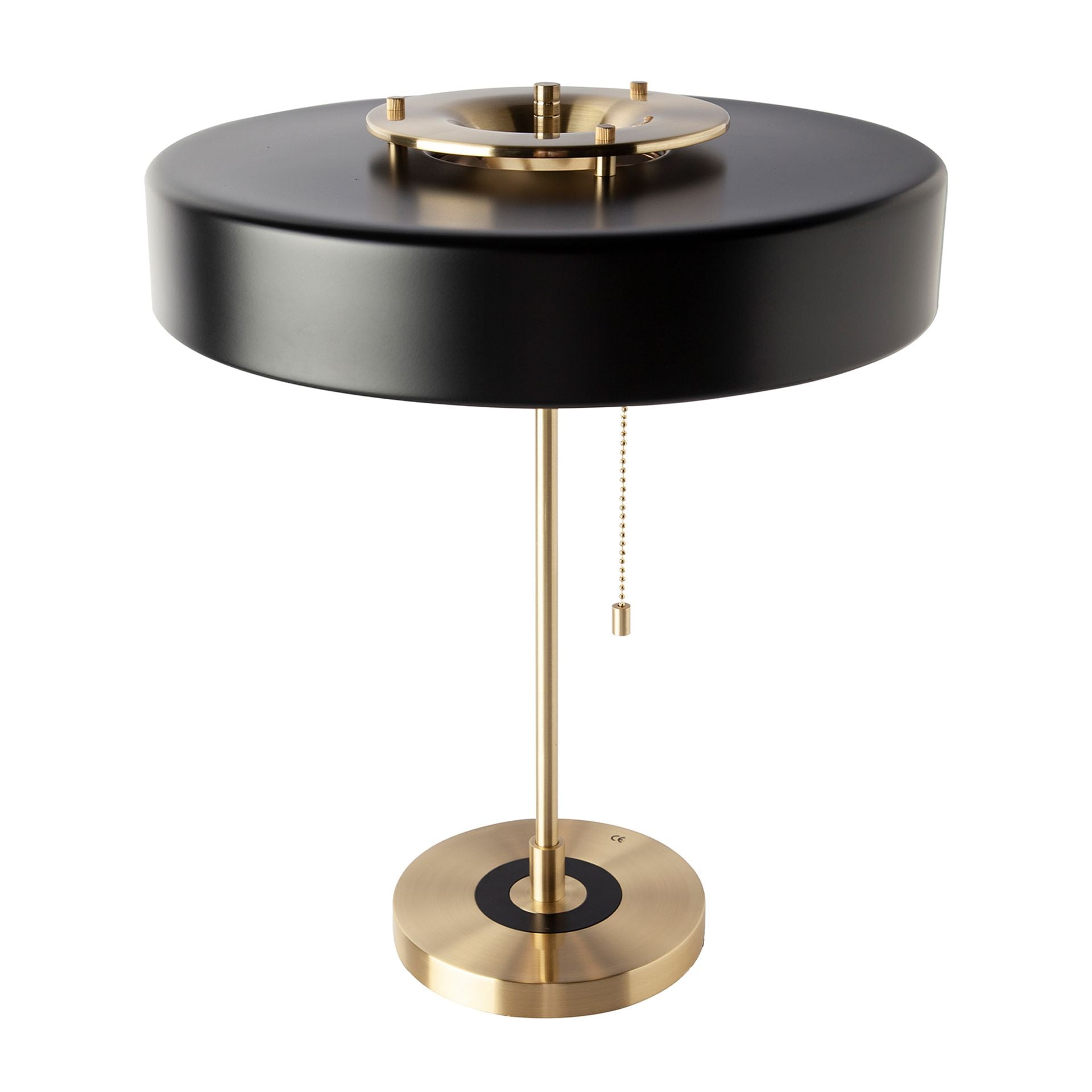 Lampada da tavolo in alluminio oro e alluminio nero