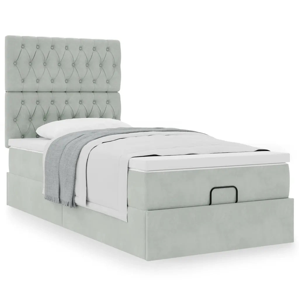 Struttura Letto Pouf con Materassi 90x200 cm in Velluto 3313517