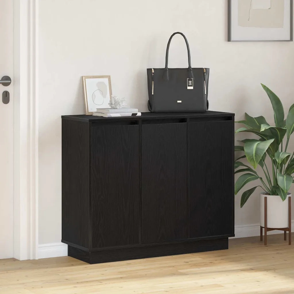 Credenza | Madia LED Rovere Nero 90 x 32 x 75 cm Legno multistrato