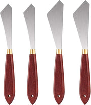 Set di pennelli per vernice, paletta con manico in legno e lama in acciaio inossidabile, panno per vernice, kit di pennelli per acrilici (4 pezzi)
