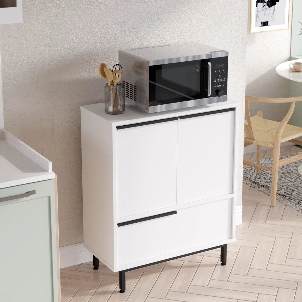 Credenza Vesanto a 3 Ante Mobile da Stoccaggio 91x75x36 cm Bianco [en.casa]